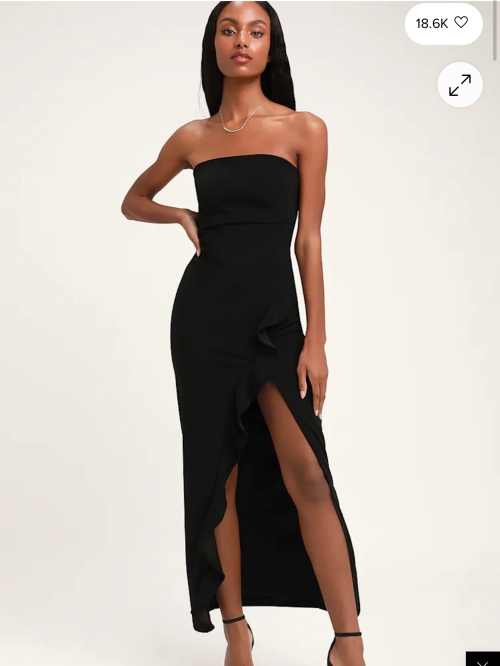 Lulus After Hours Black Strapless Ruffled Maxi Dress